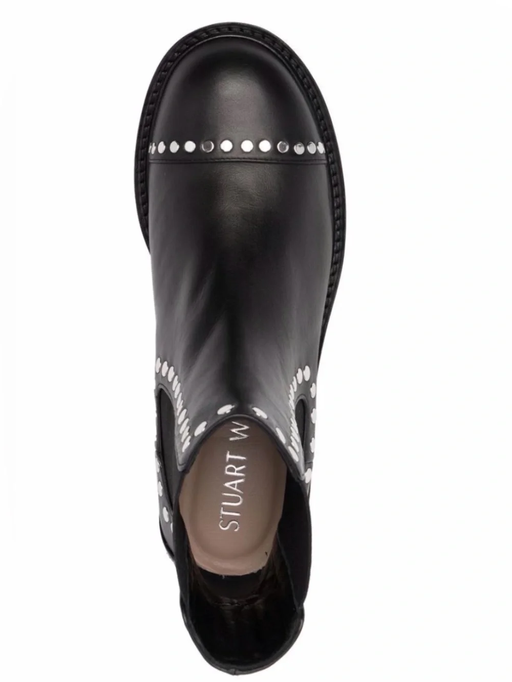 Stuart Weitzman Frankie Studded Chelsea Lug Ankle Boots in black